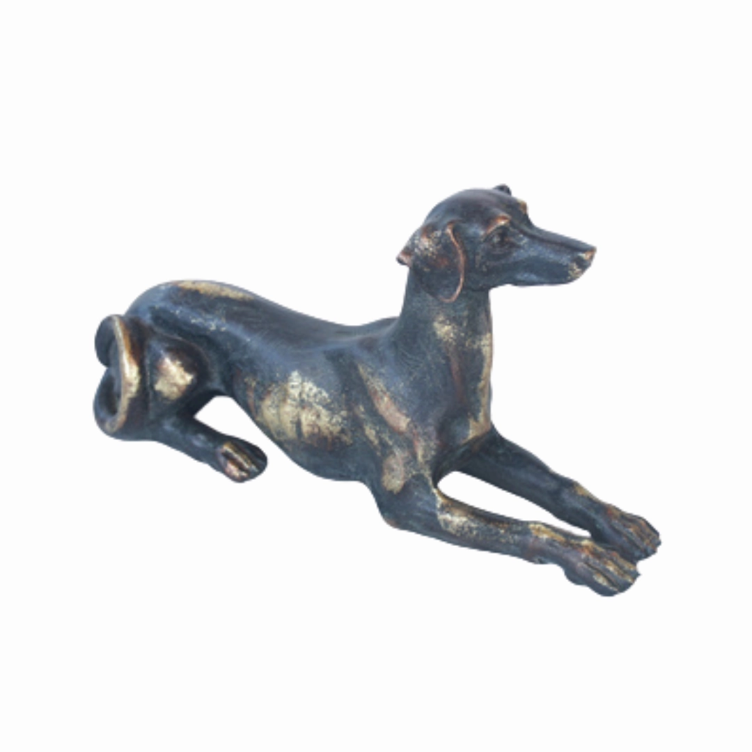 SMALL SITTING BLACK & GOLD RESIN DOG 18.5X33X10CM decorative home ornament