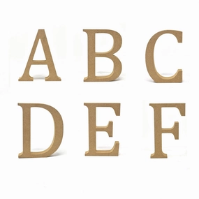Smooth Pressed Board Wood Serif Letter, Natural, 5-1/8-Inch wooden room decoration