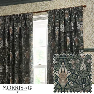 Snakeshead Jacquard Chenille Pencil Pleat Curtains Indigo/Leaf modern fashion rug  