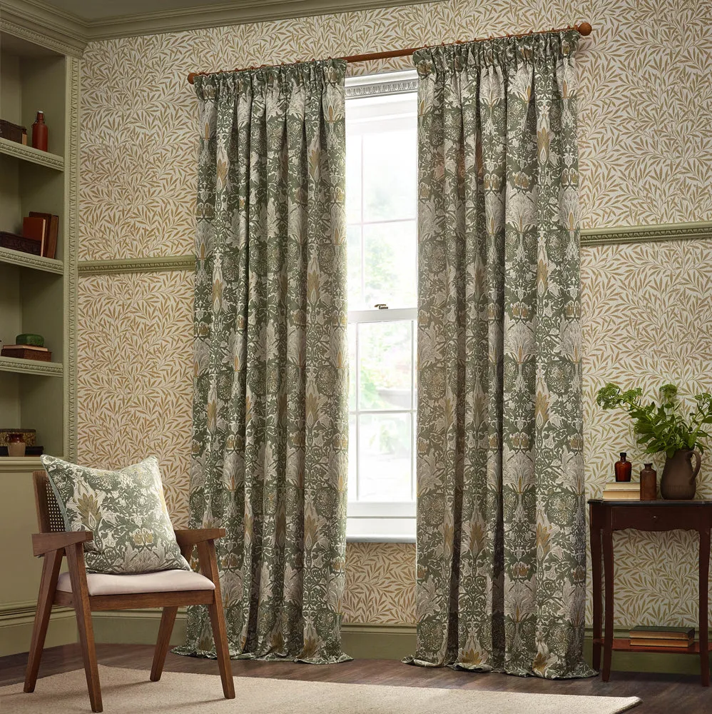 Snakeshead Jacquard Chenille Pencil Pleat Curtains Sunflower/Stone