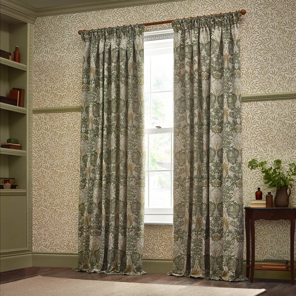 Snakeshead Jacquard Chenille Pencil Pleat Curtains Sunflower/Stone