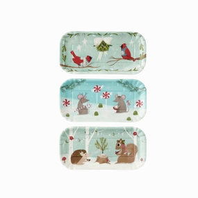 Snowman "Paper" Melamine Tray 4" x 8 minimalist art object  