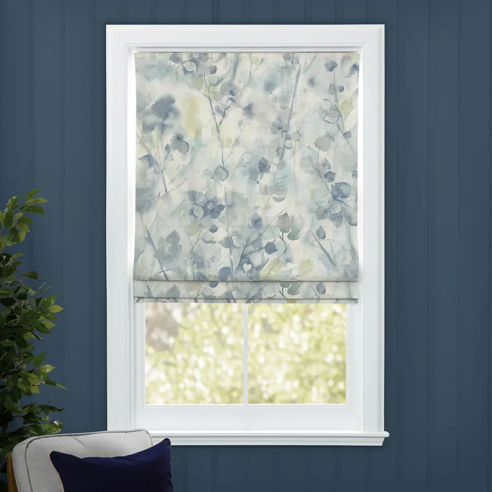 Sola Printed Linen Made to Measure Roman Blinds Granite chic floor carpet  