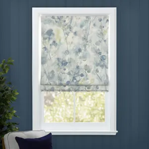 Sola Printed Linen Made to Measure Roman Blinds Granite chic floor carpet  