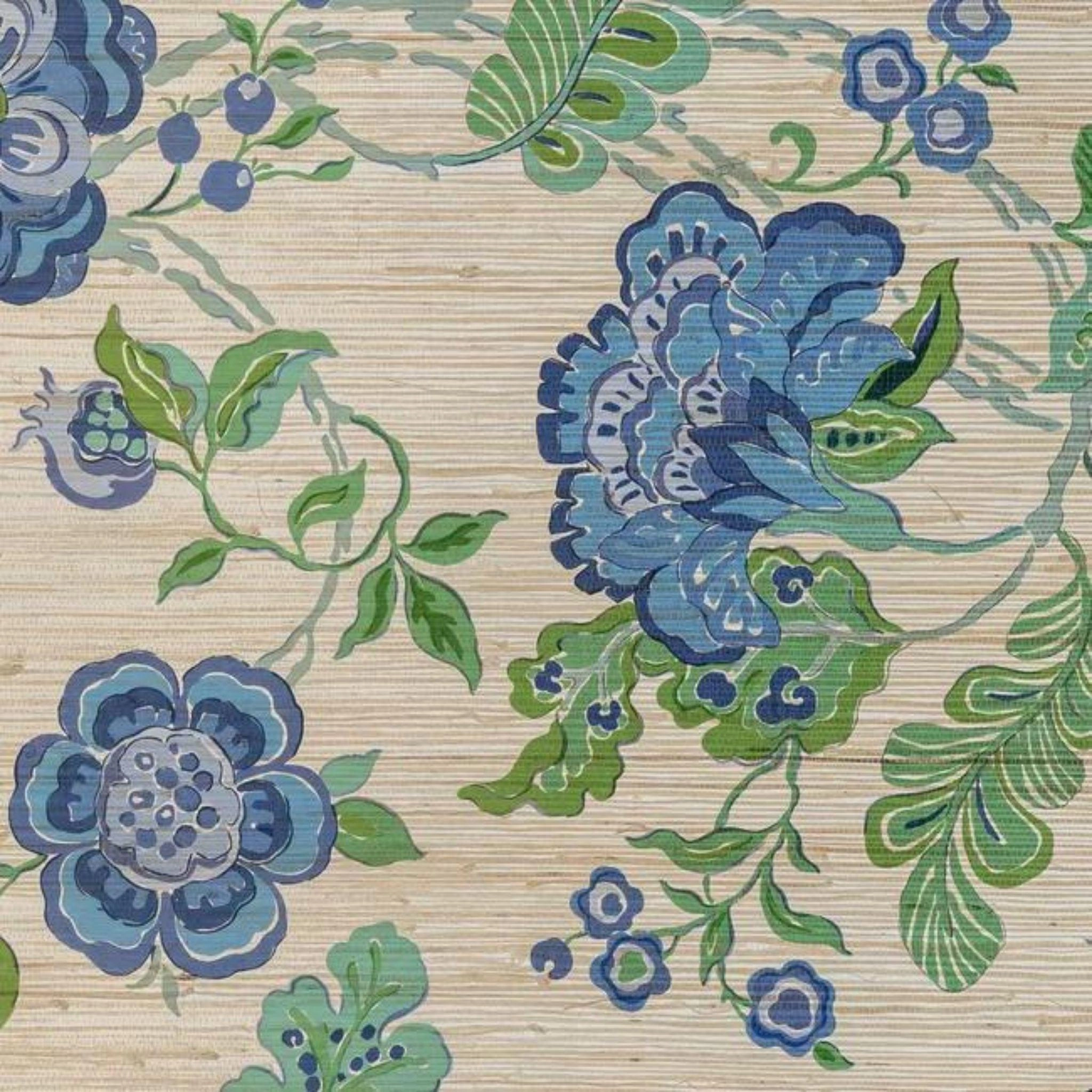 Somerset Grasscloth Wallpaper in Blue paper wall covering