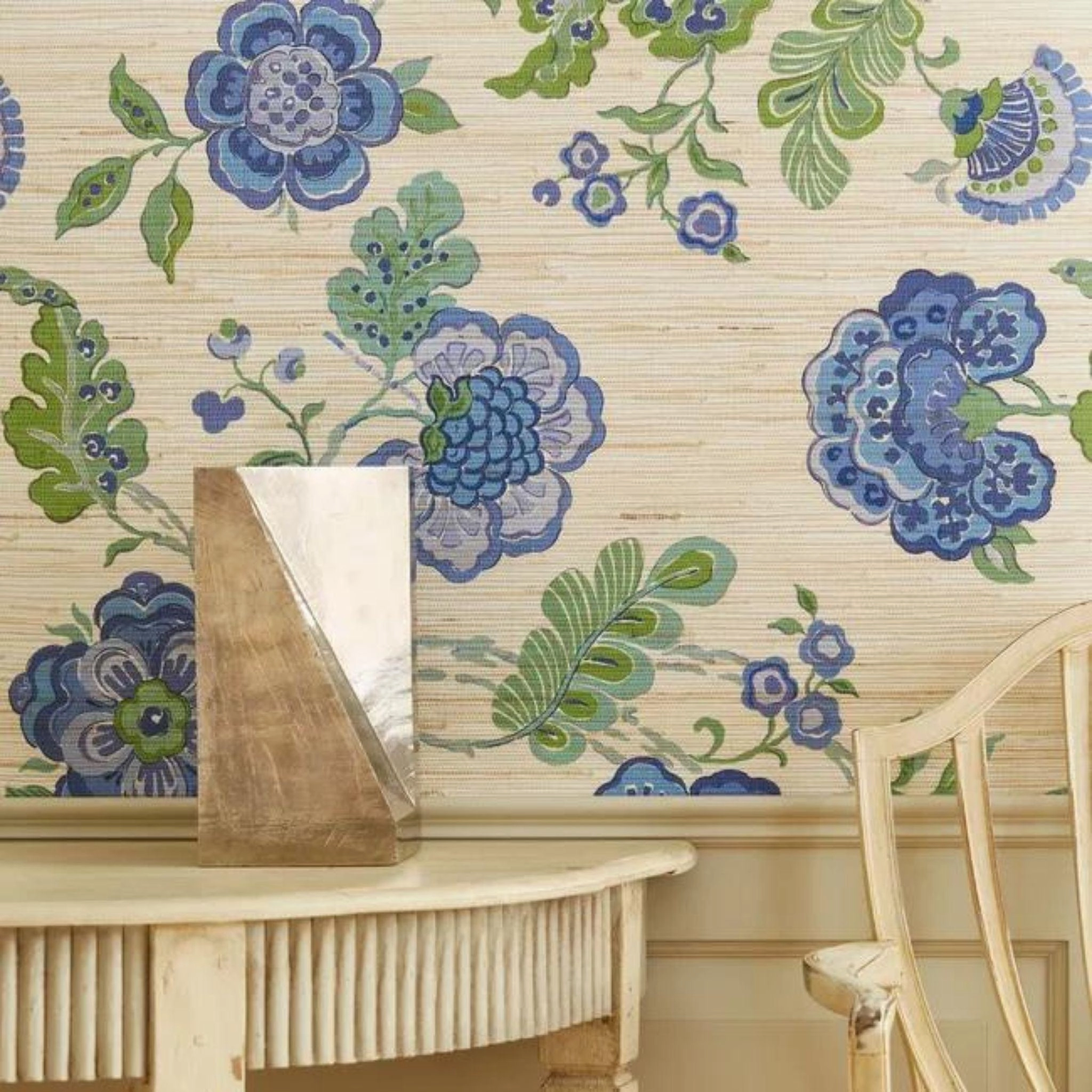 Somerset Grasscloth Wallpaper in Blue
