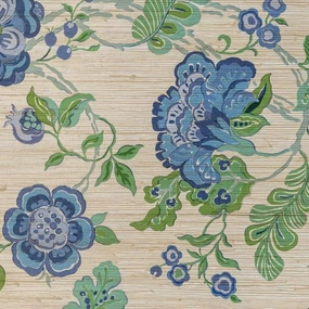Somerset Grasscloth Wallpaper in Blue paper wall covering