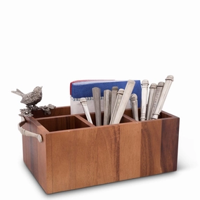 Song Bird Wood Flatware Caddy mini desktop sculpture