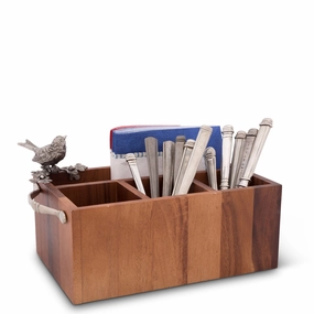 Song Bird Wood Flatware Caddy cute desktop display