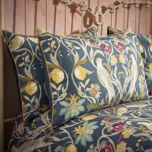 Songbird Traditional Floral Piped Pillowcase Pair Navy modern fashion rug  
