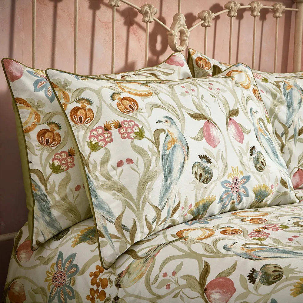 Songbird Traditional Floral Piped Pillowcase Pair Stone modern fashion rug  