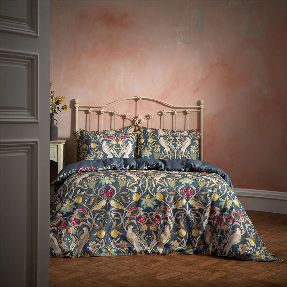 Songbird Traditional Floral Printed Piped Duvet Cover Set Navy modern fashion rug  