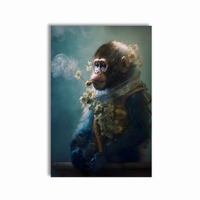 Space Flower Monkey by Juliano de Araujo framed mural artwork