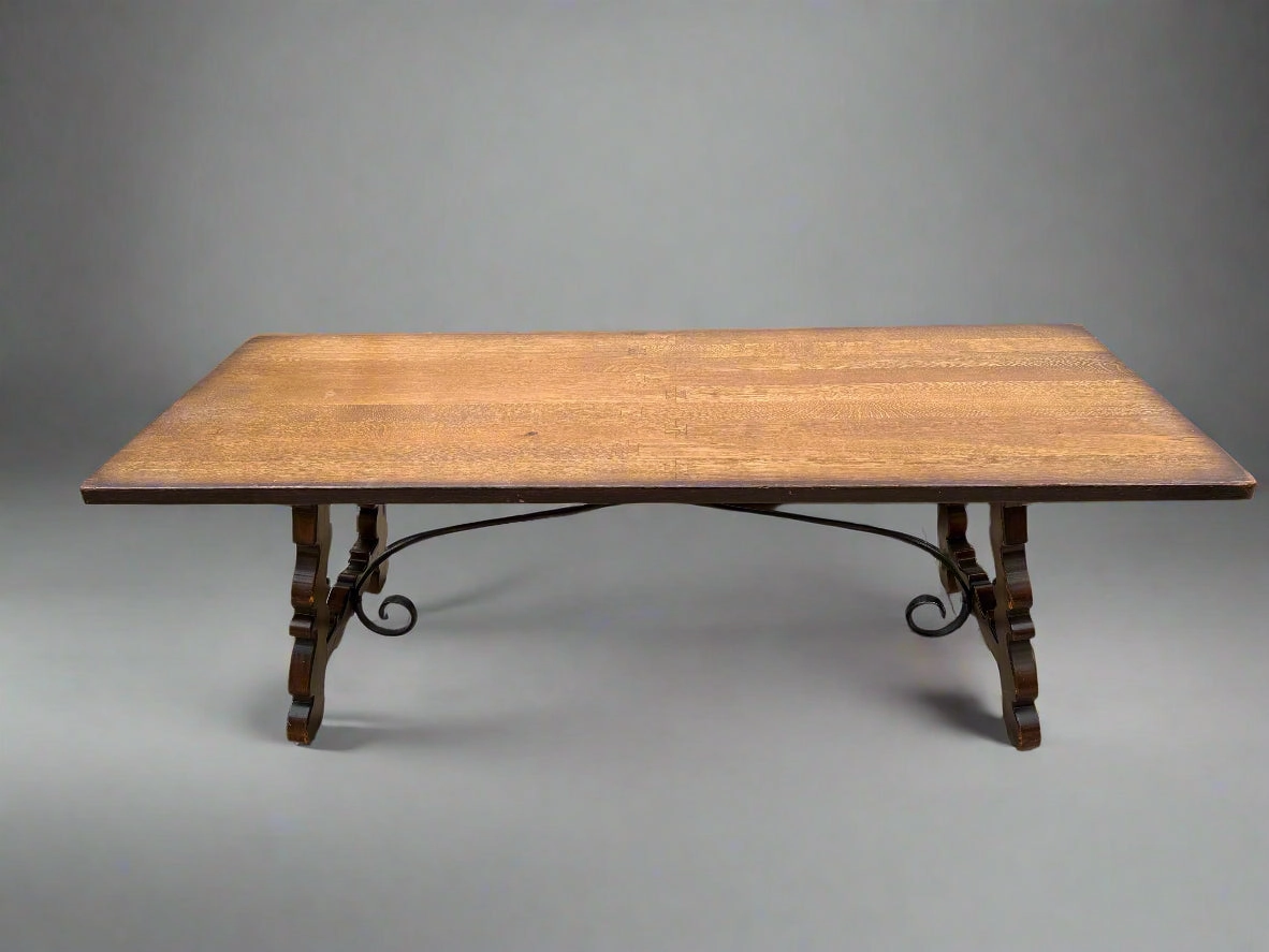 SPANISH BAROQUE IRON STRETCHER TABLE artistic wall mural