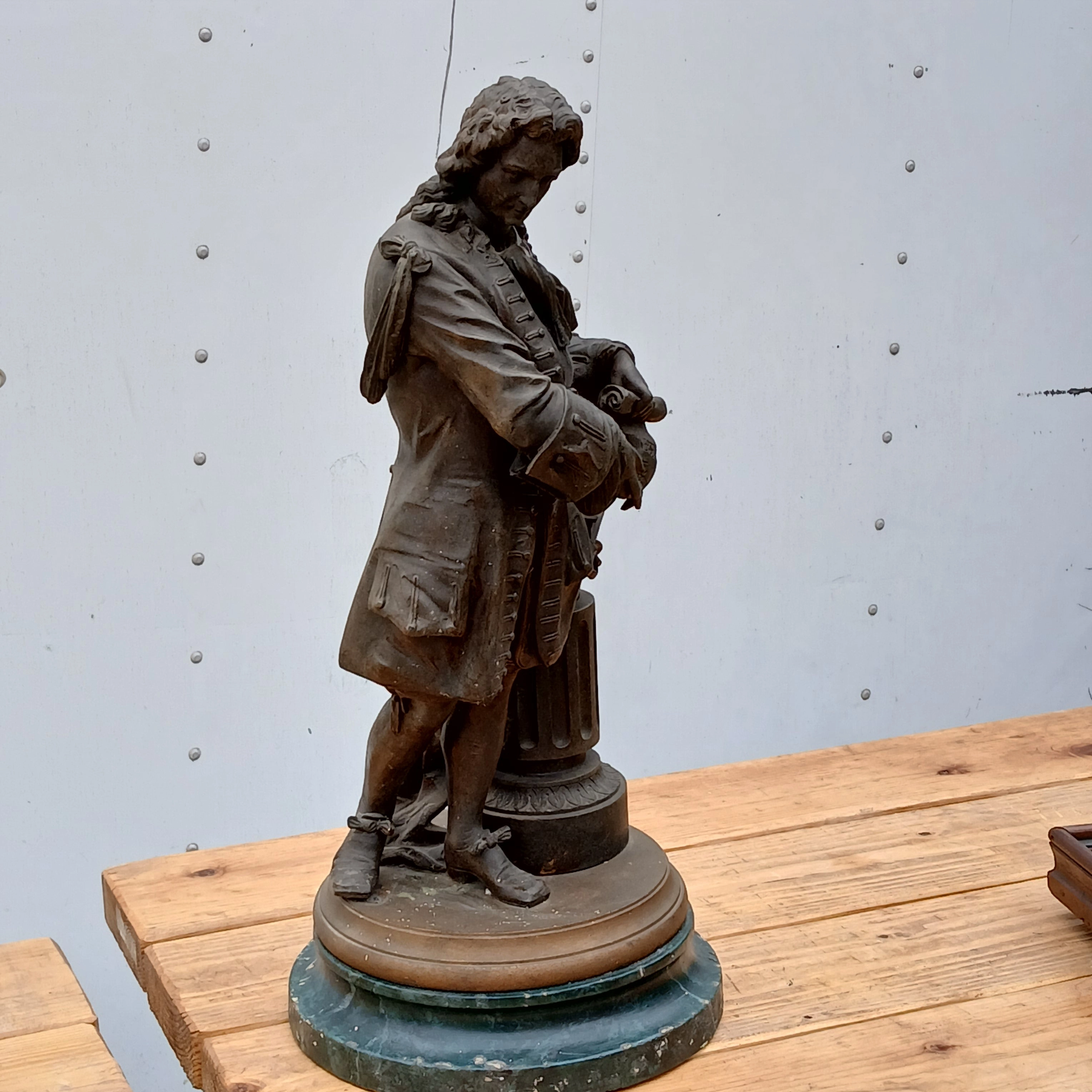 SPELTER STATUE ON MARBLE