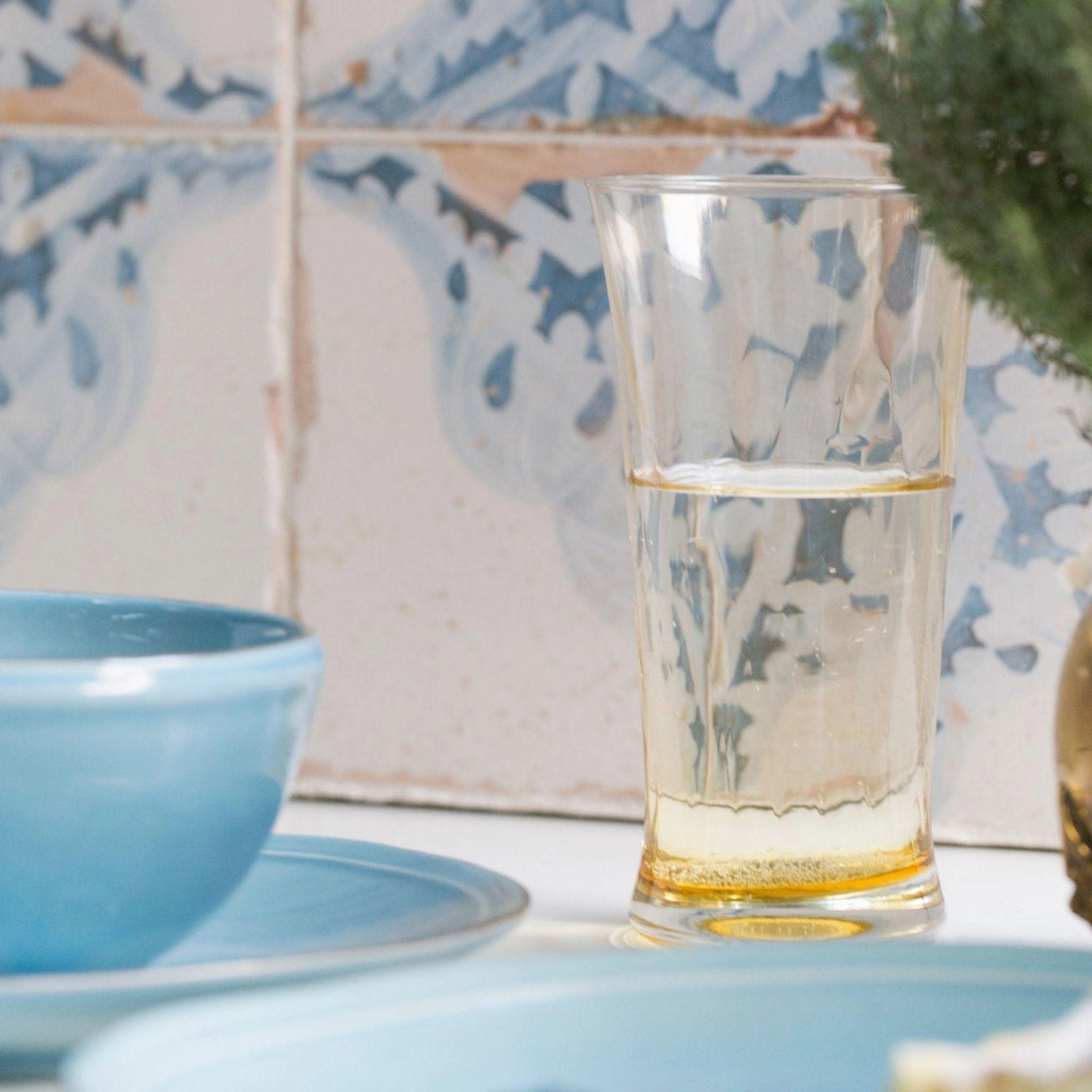 Spiral Pattern Soft Yellow Hand Blown Glasses