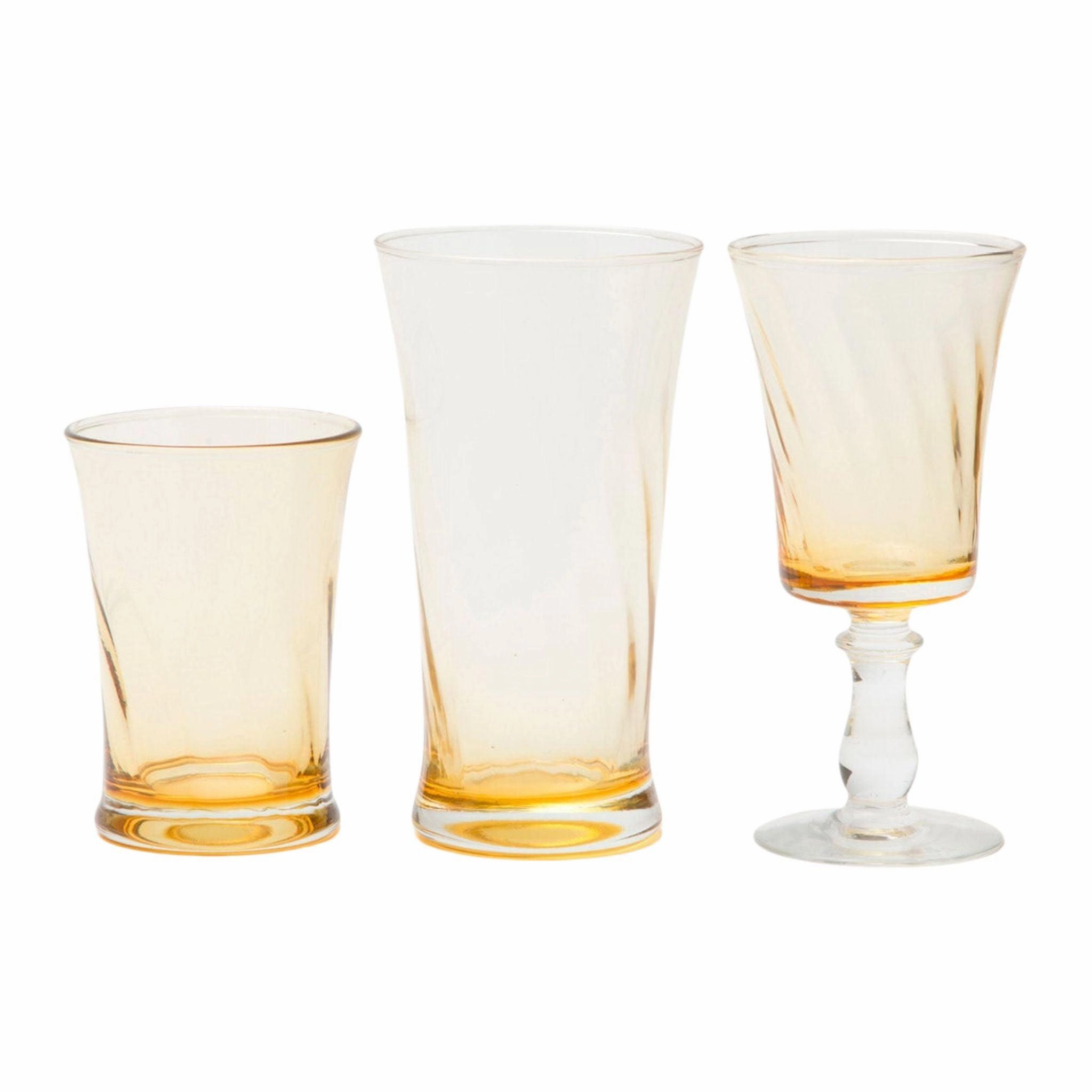 Spiral Pattern Soft Yellow Hand Blown Glasses
