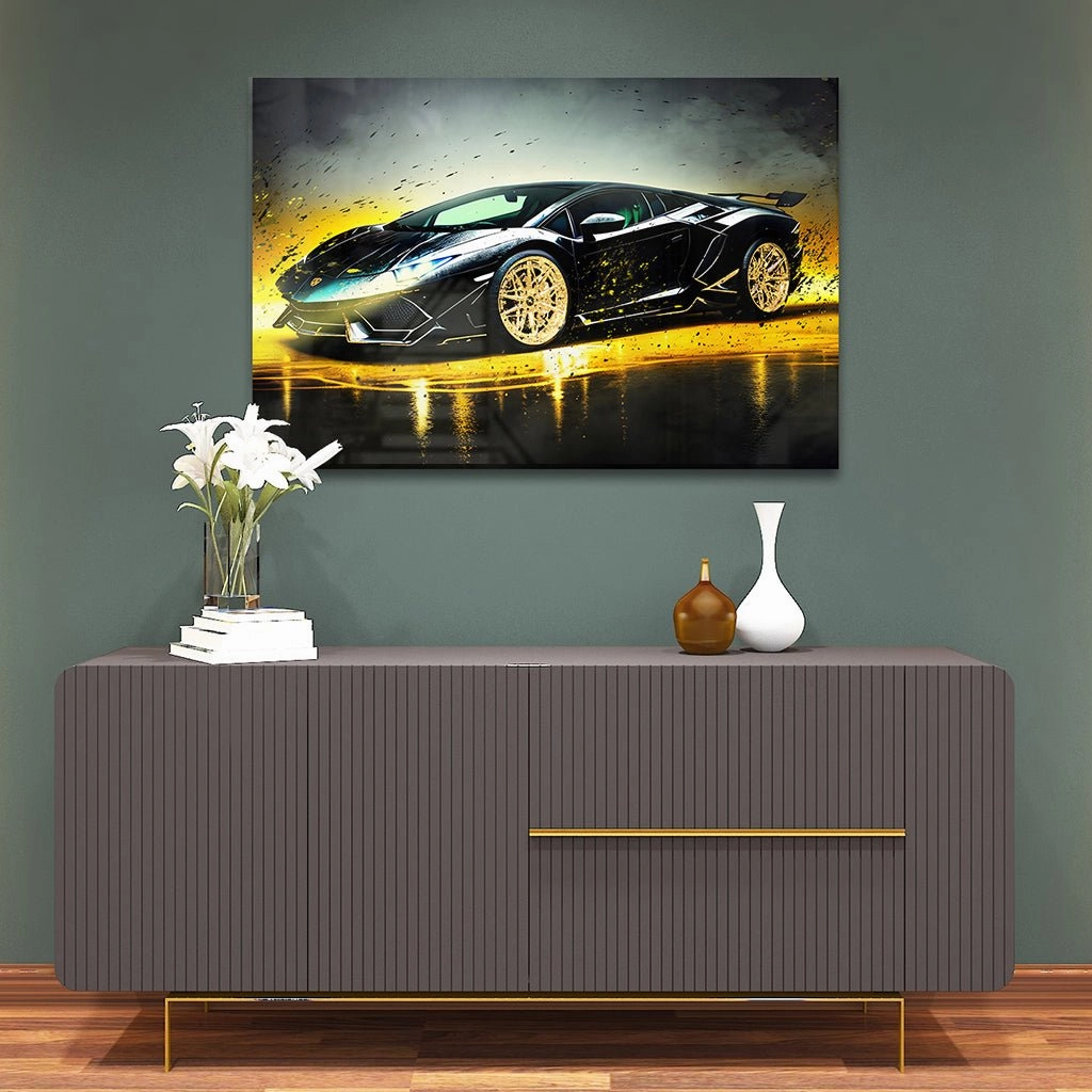 Splatter Lambo by Adrian Vieriu Gold on Acrylic