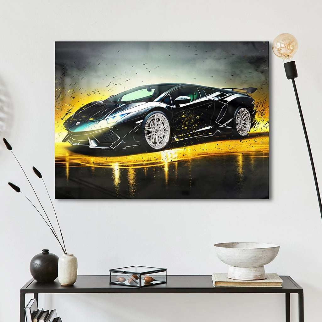 Splatter Lambo by Adrian Vieriu Silver on Acrylic