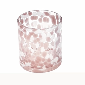 Spotted Mauve & White Blown Glass Tumbler mini desktop sculpture