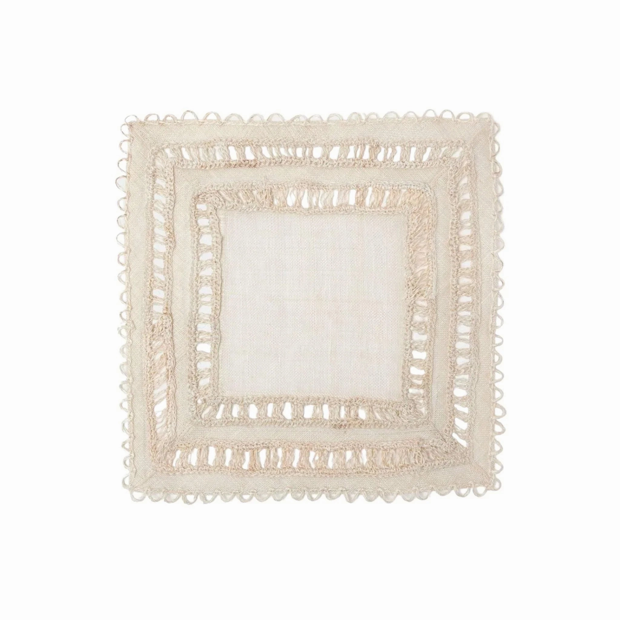 Square Crocheted Bleached Abaca Woven Placemats cute desktop display