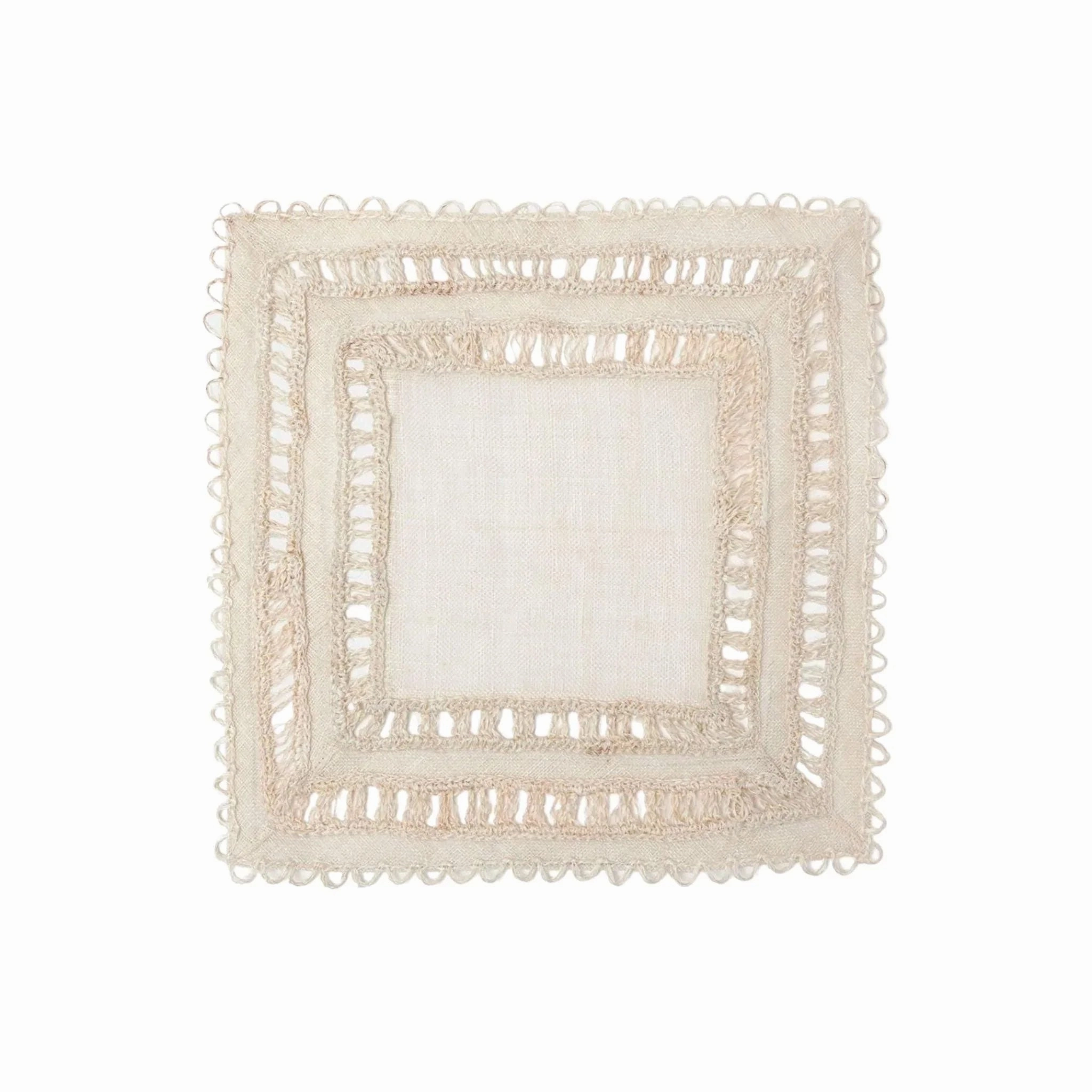 Square Crocheted Bleached Abaca Woven Placemats mini desktop sculpture