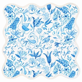 Square Scalloped Placemat, Birds of Paradise - Blue cute desktop display
