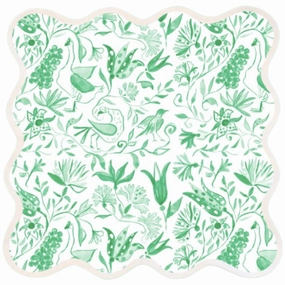 Square Scalloped Placemat, Birds of Paradise - Green mini desktop sculpture