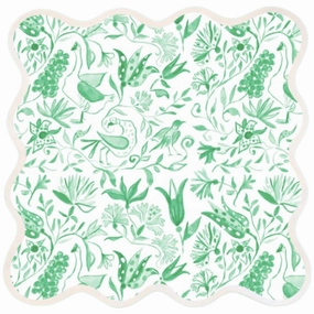 Square Scalloped Placemat, Birds of Paradise - Green cute desktop display