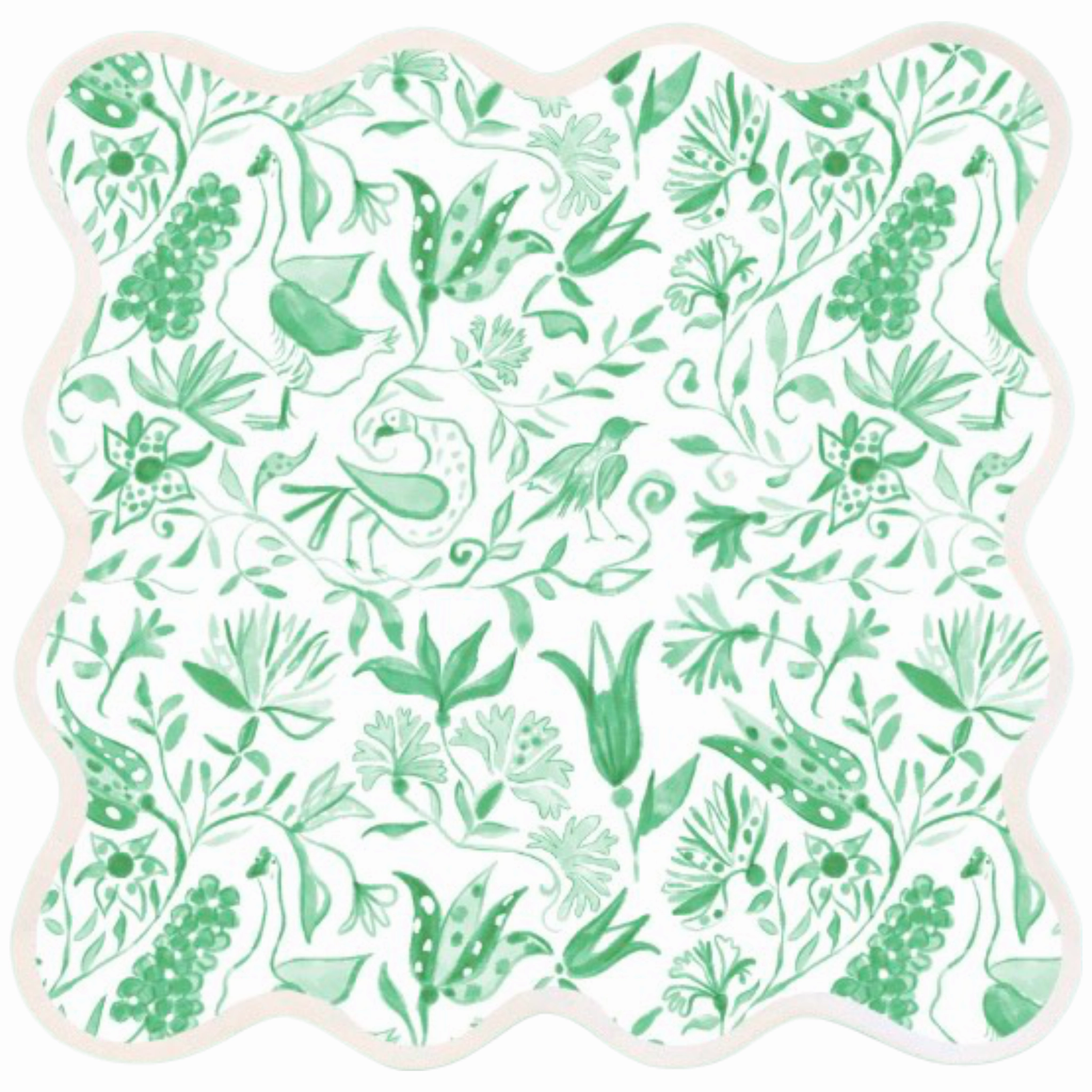Square Scalloped Placemat, Birds of Paradise - Green mini desktop sculpture