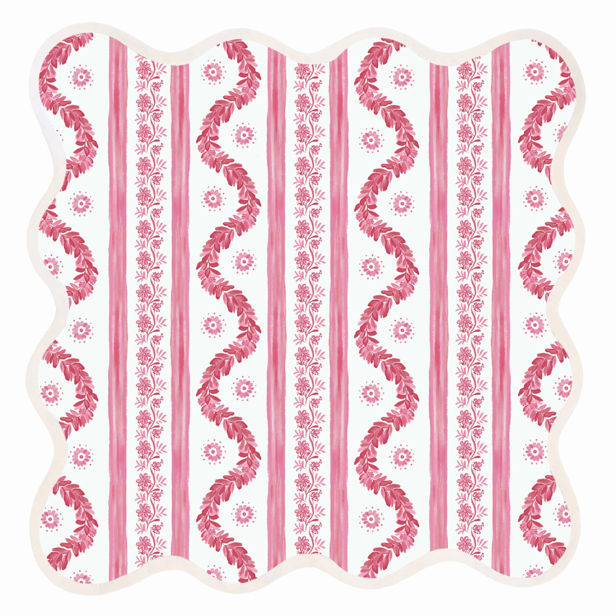 Square Scalloped Placemat, Boxwood Garden - Rose mini desktop sculpture