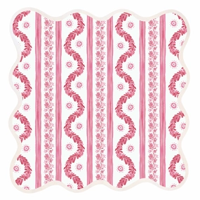 Square Scalloped Placemat, Boxwood Garden - Rose mini desktop sculpture