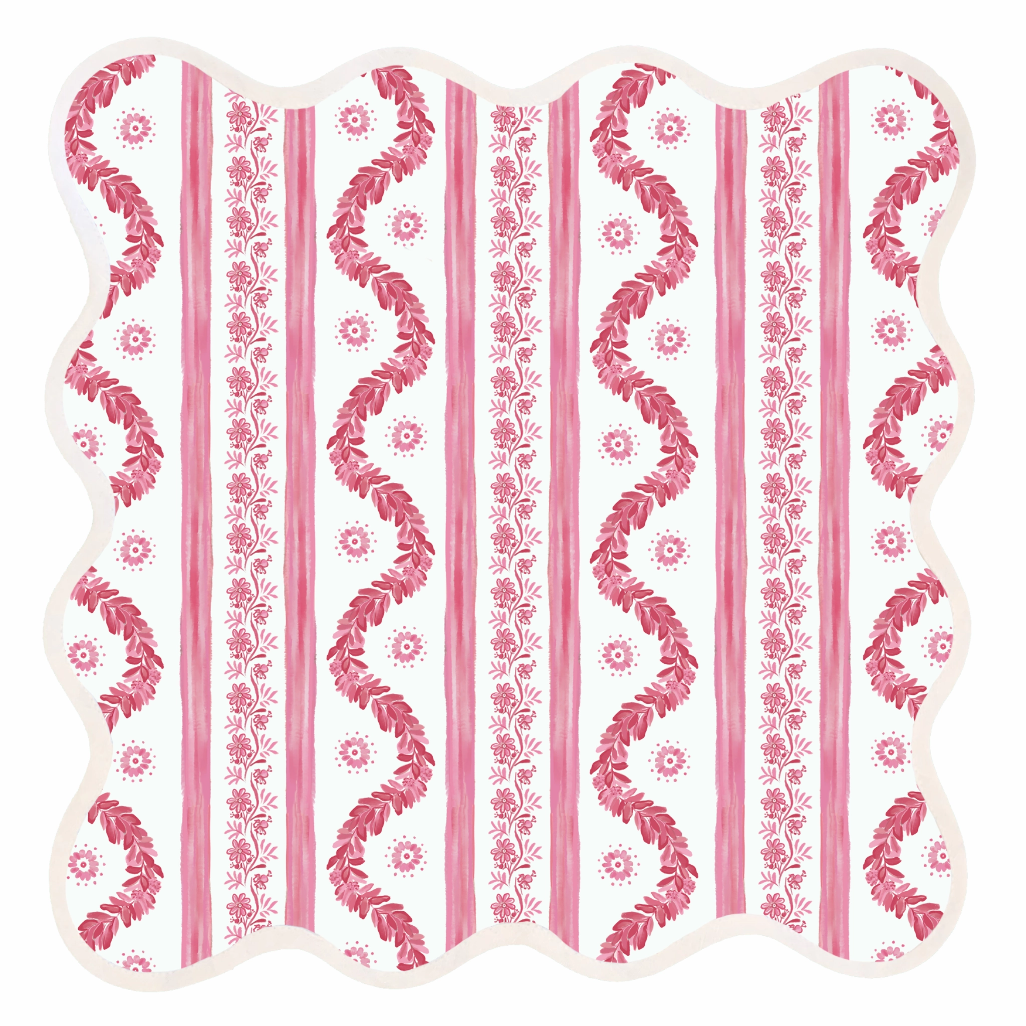Square Scalloped Placemat, Boxwood Garden - Rose cute desktop display