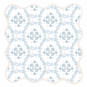 Square Scalloped Placemat, Floral Trellis Blue mini desktop sculpture