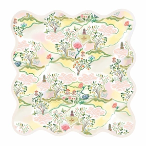 Square Scalloped Placemat, Pink Pagoda mini desktop sculpture