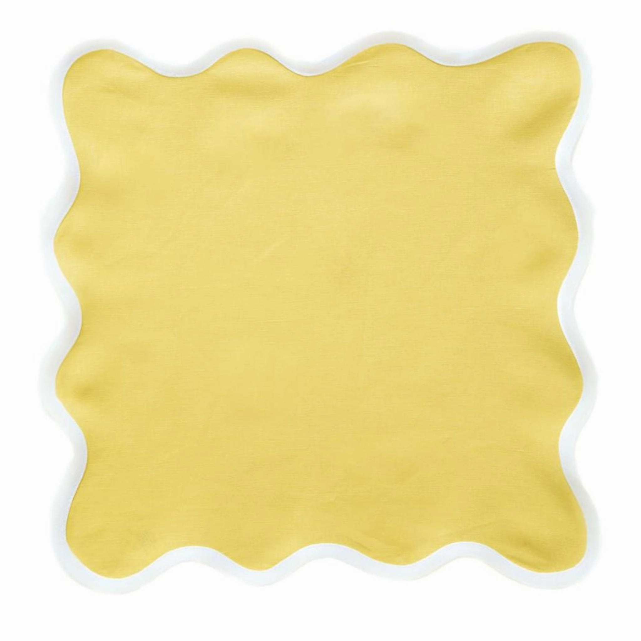 Square Scalloped Table Linen, Lemon Yellow