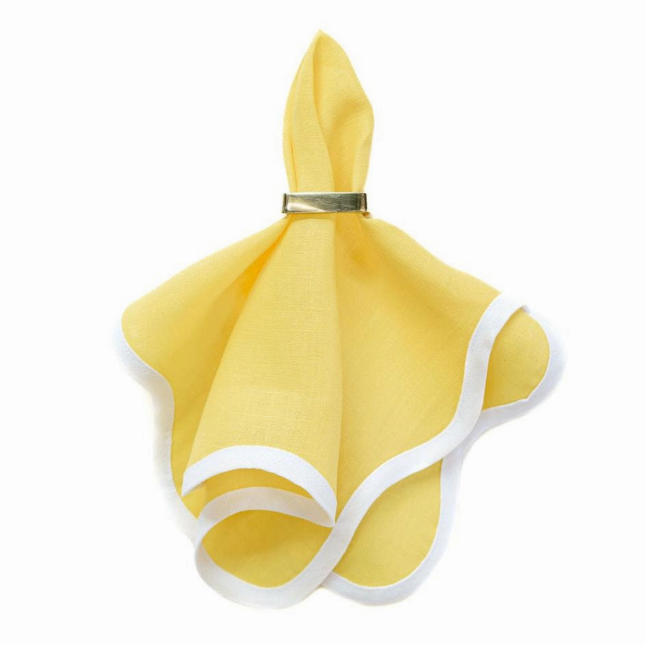 Square Scalloped Table Linen, Lemon Yellow