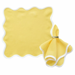 Square Scalloped Table Linen, Lemon Yellow mini desktop sculpture