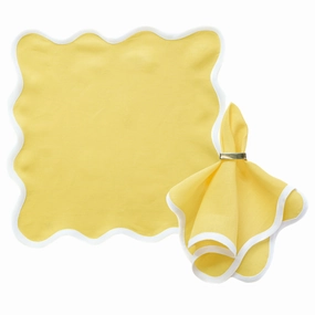Square Scalloped Table Linen, Lemon Yellow cute desktop display