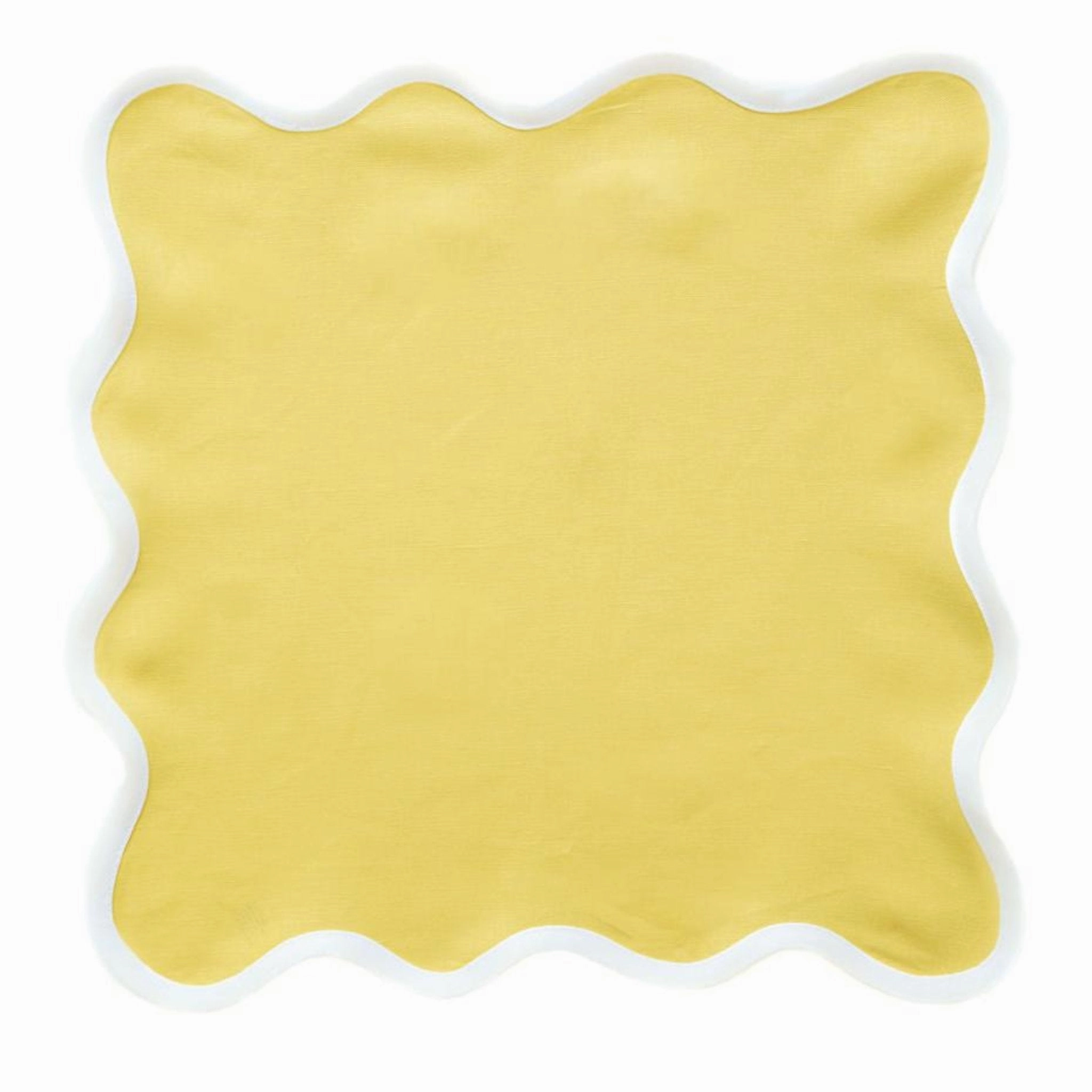 Square Scalloped Table Linen, Lemon Yellow