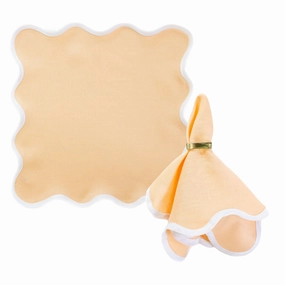 Square Scalloped Table Linen, Poppy Peach mini desktop sculpture