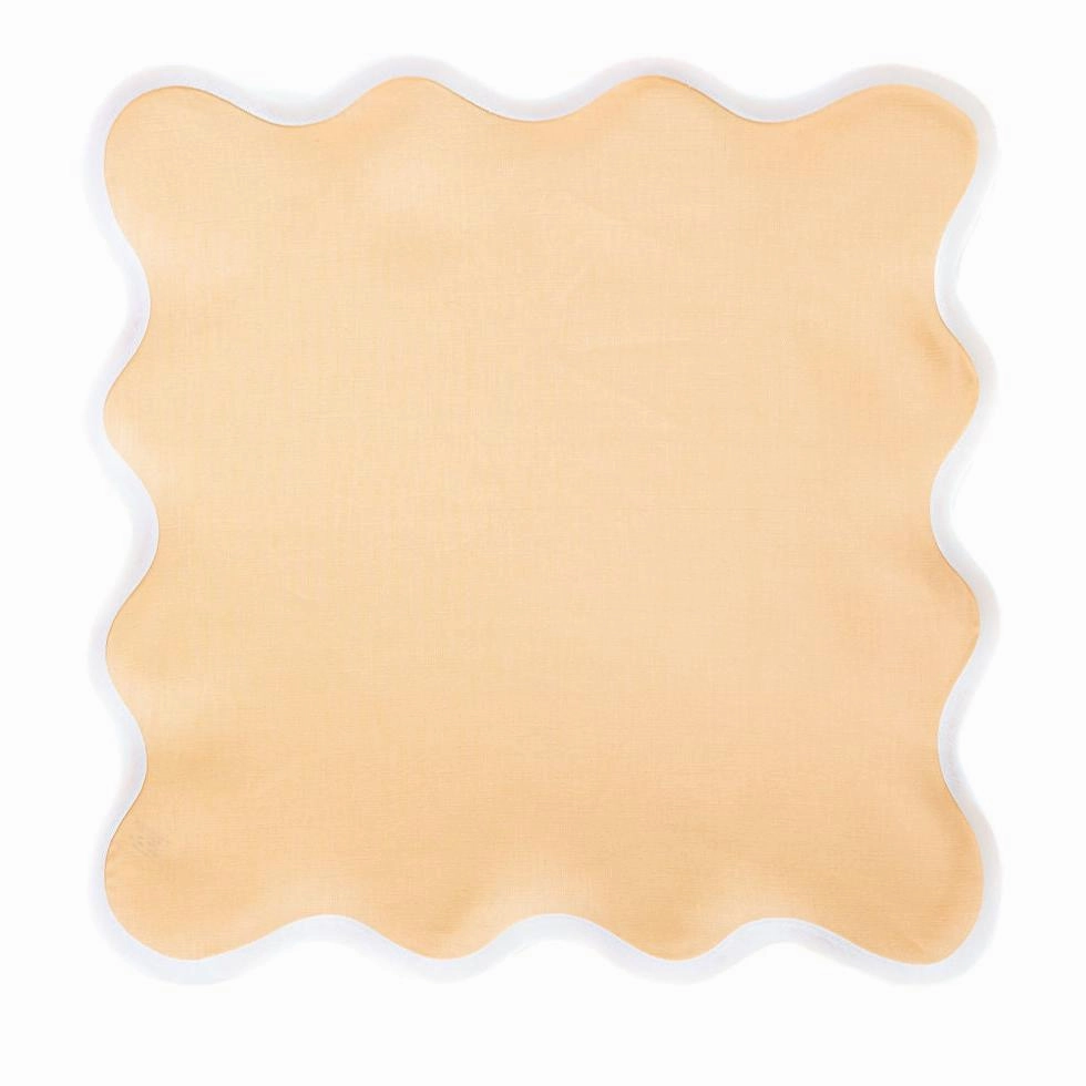 Square Scalloped Table Linen, Poppy Peach