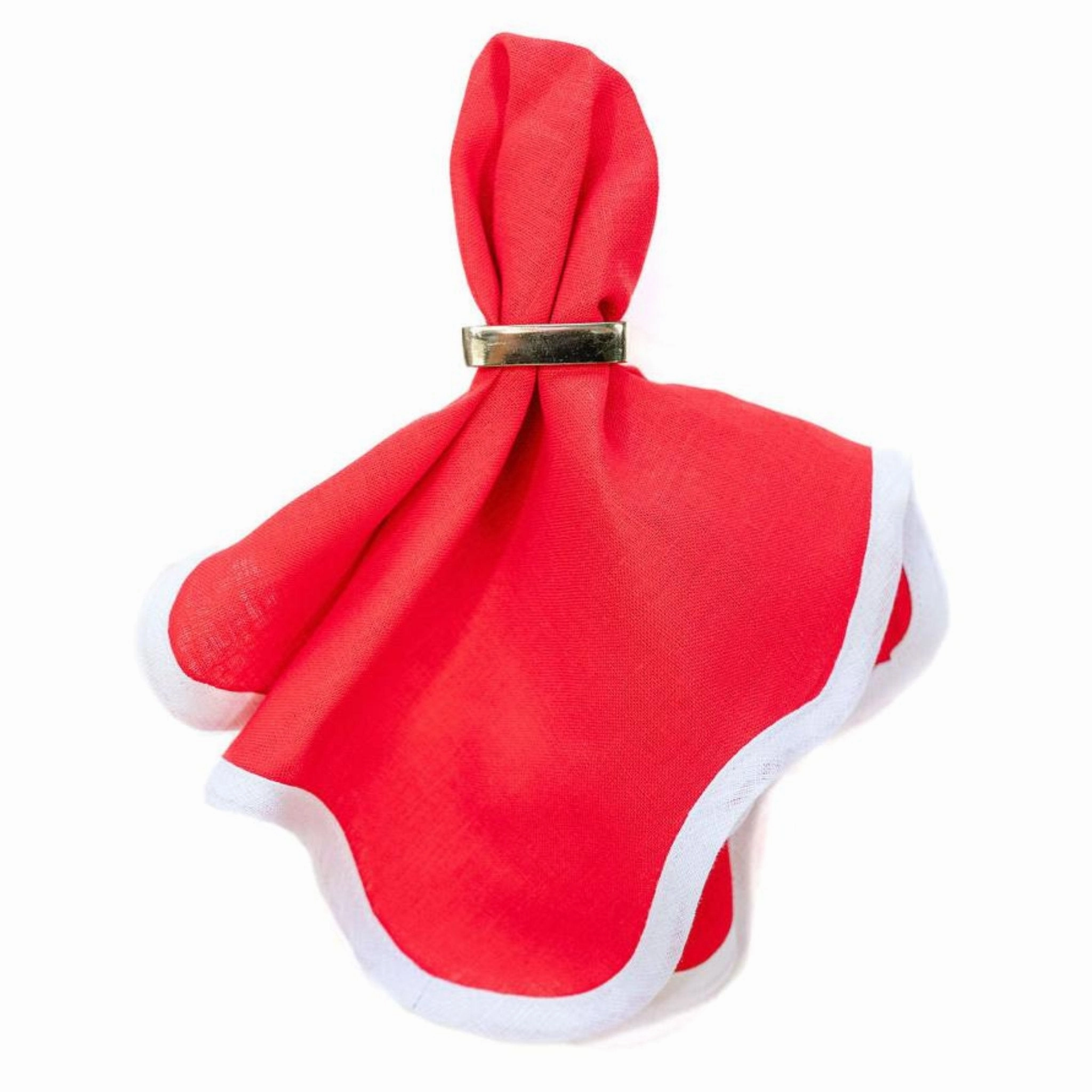 Square Scalloped Table Linen, Rosebud Red
