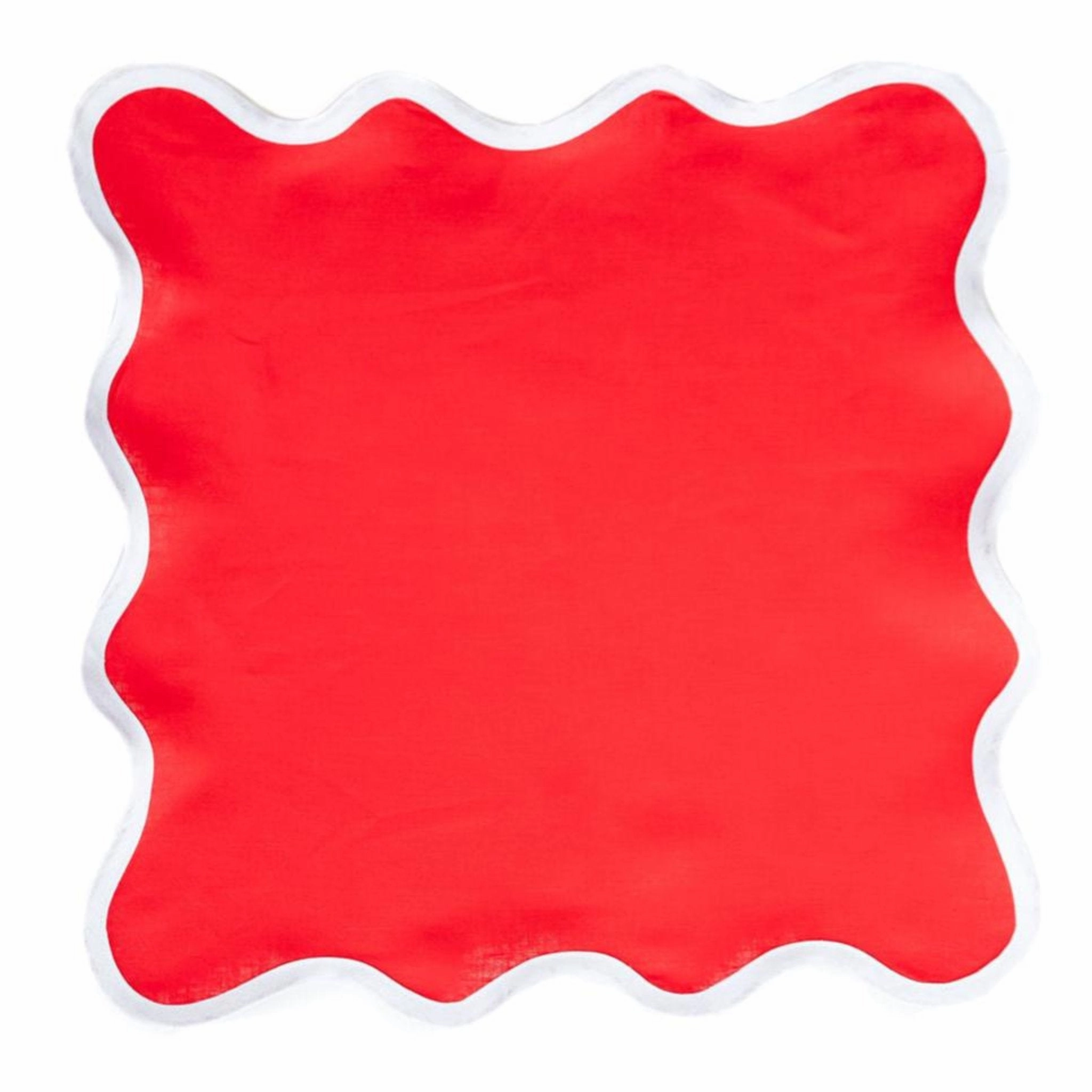 Square Scalloped Table Linen, Rosebud Red
