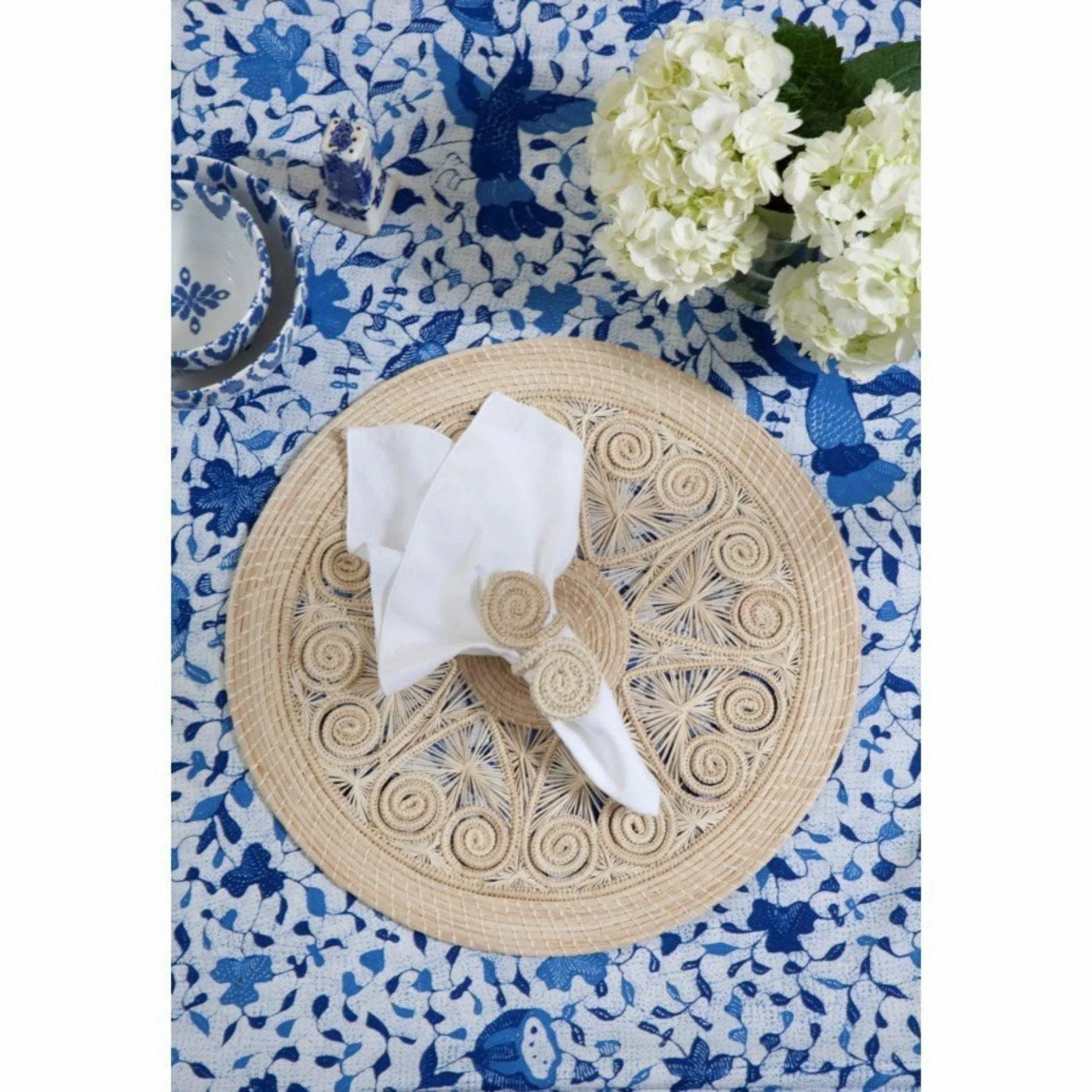 Stars and Spirals Round Wicker Placemats, Set of 4