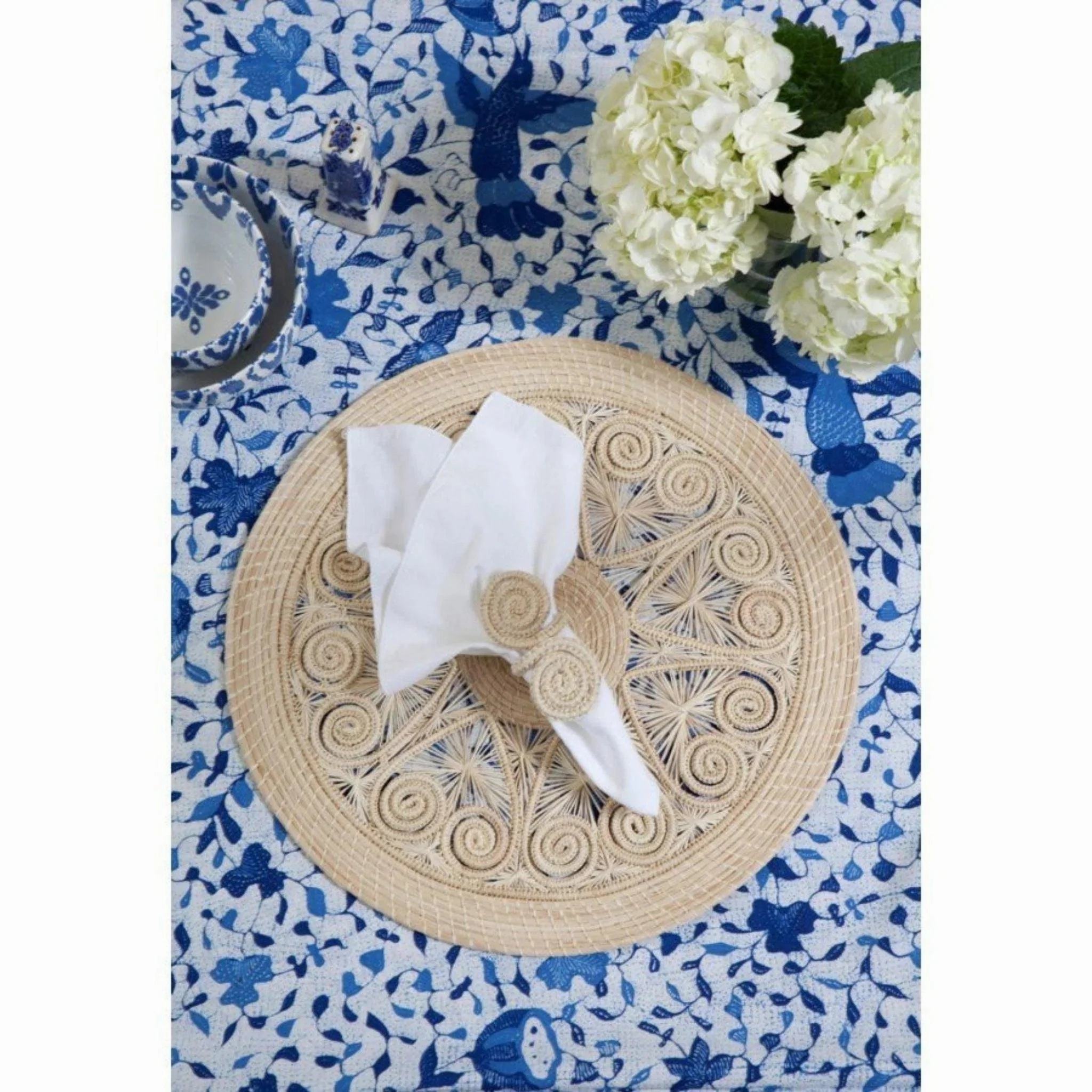 Stars and Spirals Round Wicker Placemats, Set of 4