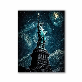 Statue of Liberty - van Gogh Style by Markus Mikolai framed mural artwork