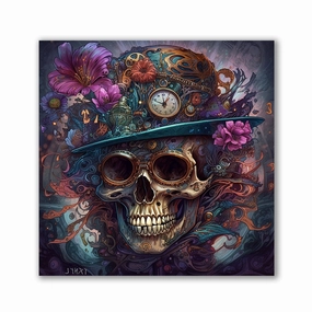 Steampunk Skull by Catill framed mural artwork