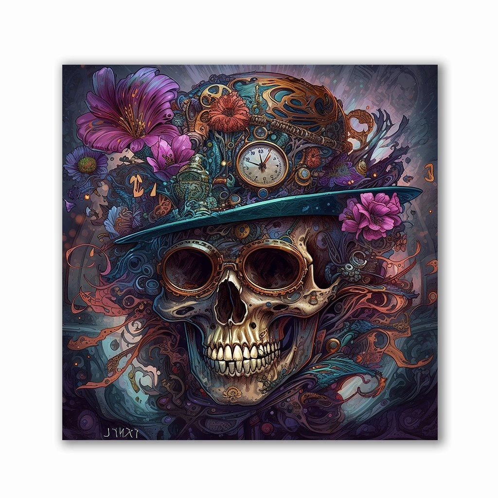 Steampunk Skull by Catill framed mural artwork