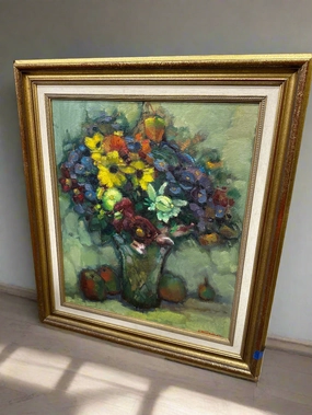 STILL LIFE FLORAL OIL PAINTING ON CANVAS BY WILLEMEN artistic wall mural